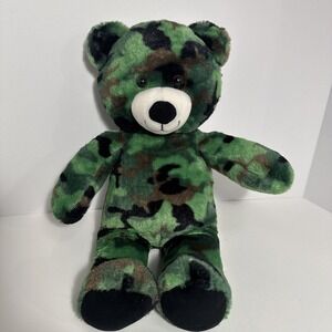 Build‎ a Bear Green Camouflage Teddy Plush 16"